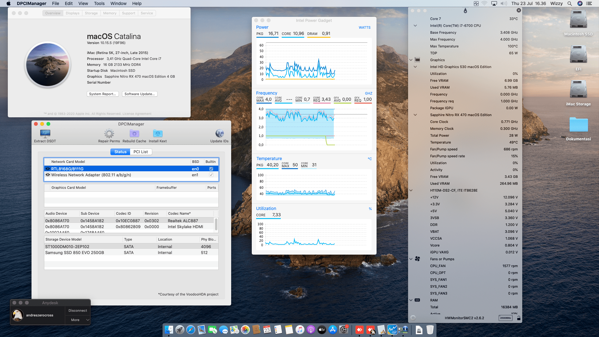 Success Hackintosh macOS Catalina 10.15.5 Build 19F96 at Gigabyte GA-H110M-DS2 + Intel Core i7 6700 + Sapphire Nitro RX 470